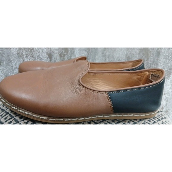 Charix Women's Camel Slip On Shoe EUR 39 US 8.5 Handcrafted Leather Flat - Picture 2 of 8